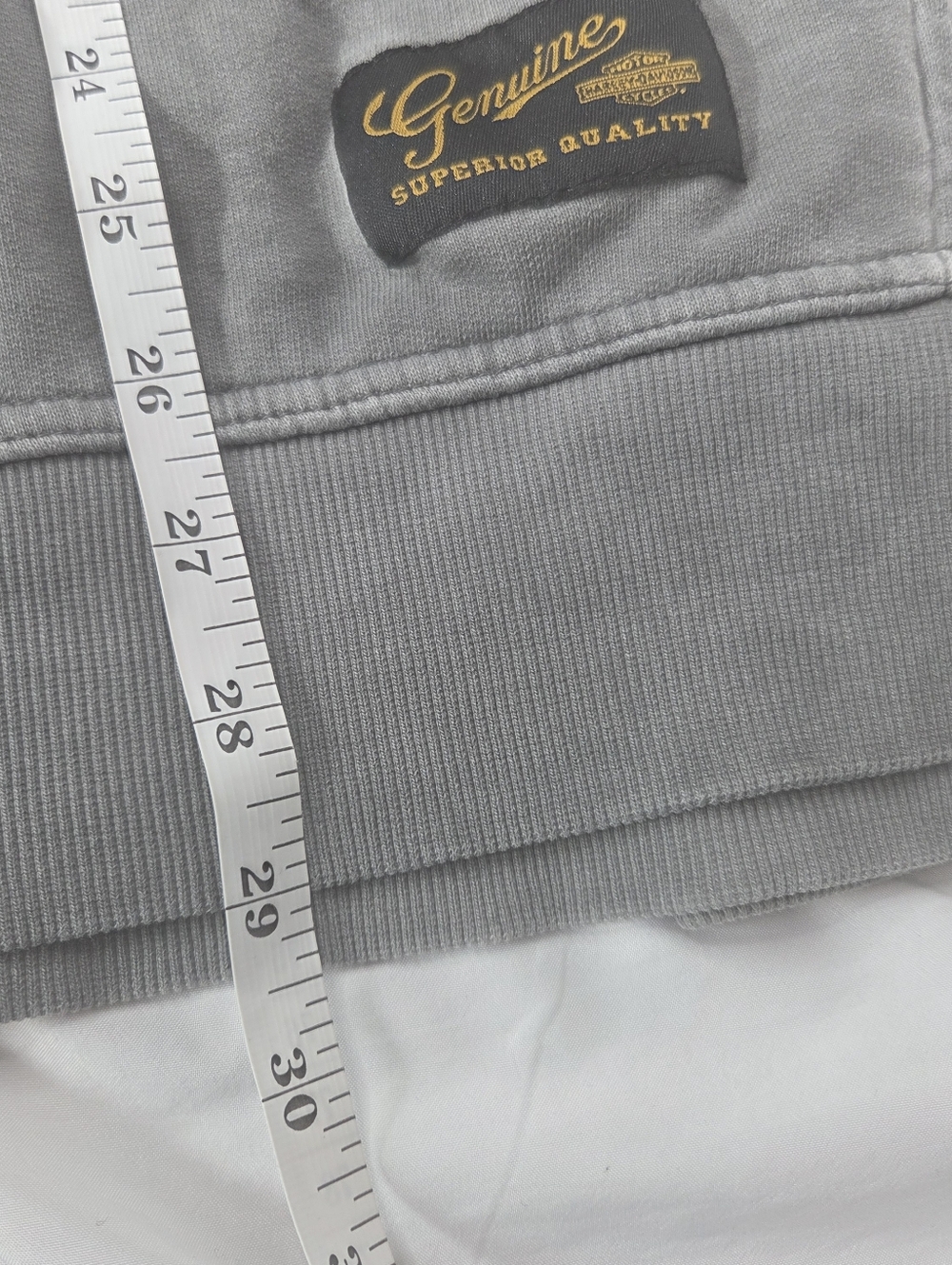Harley-Davidson Gray Hoodie with Orange & White Shield Logo Large Mens - Picture 3 of 6